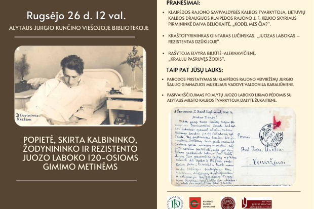 Popietė, skirta kalbininko, žodynininko ir rezistento Juozo Laboko 120-osioms gimimo metinėms